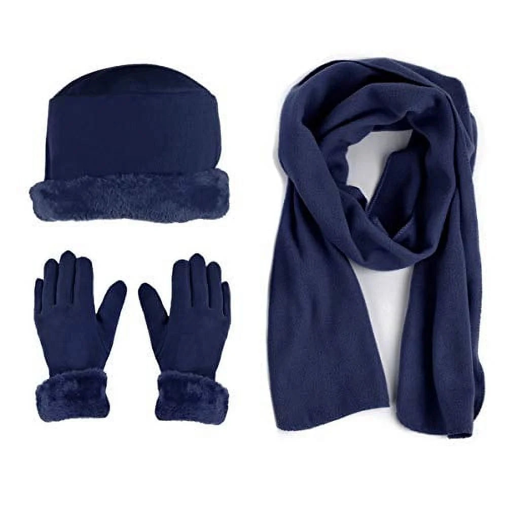 Women'S Warm Fleece Winter Set - Scarf, Hat, and Gloves Set