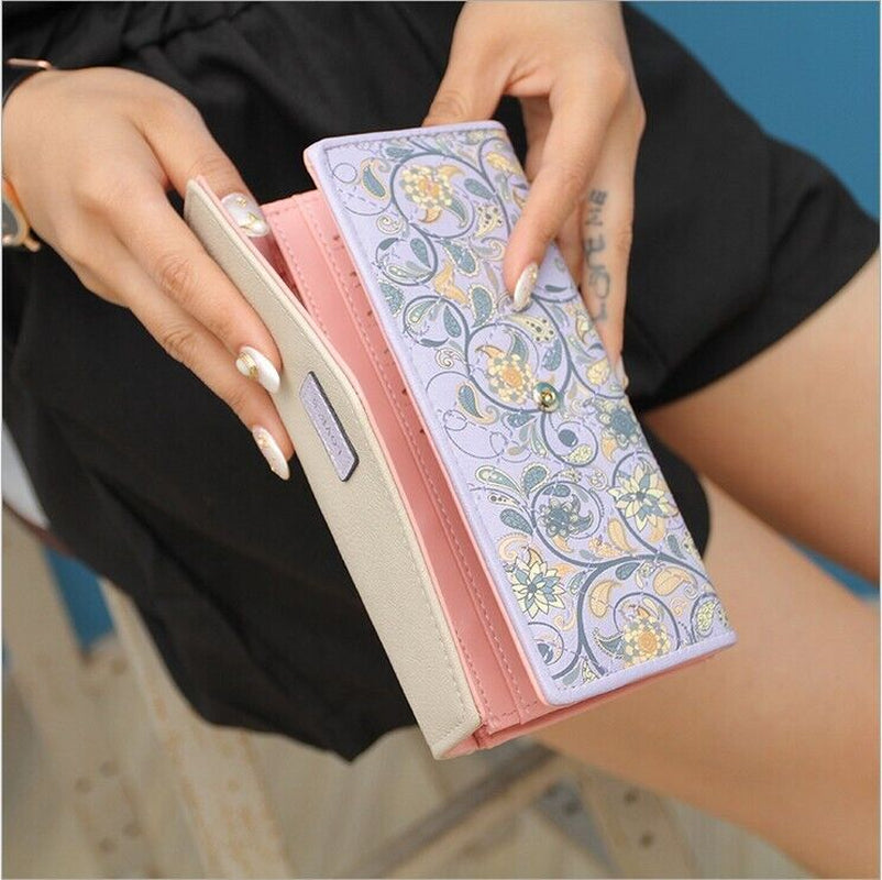 Fashion Women Leather Envelope Clutch Wallet Long Card Holder Purse Bag Handbag