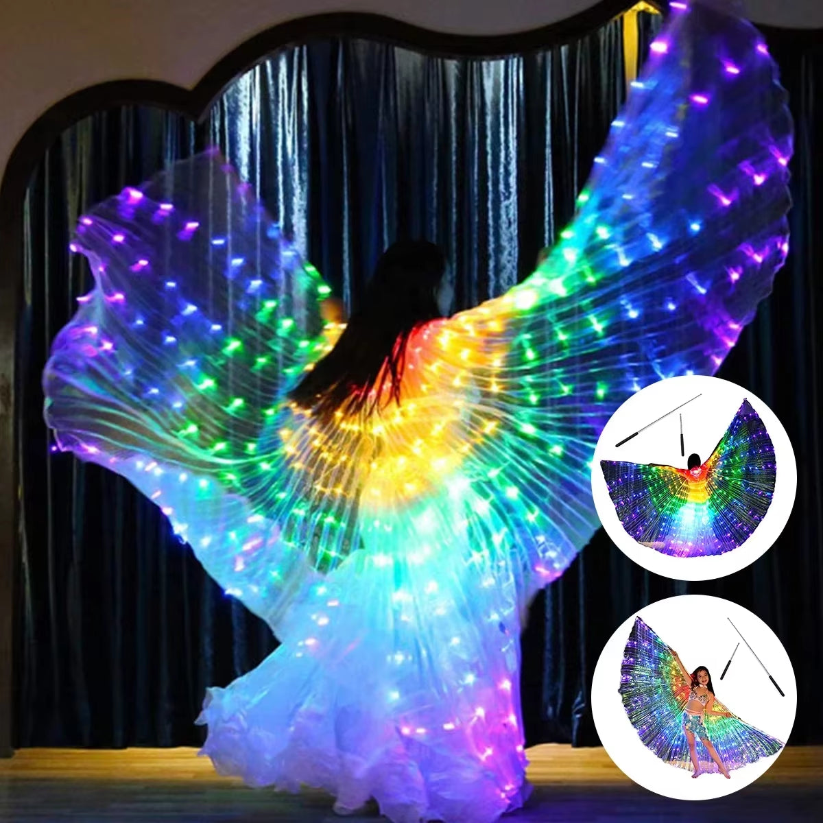 Belly Dance Isis Wings Led Isis Wings Belly Dance Accessory Wings Costume Butterfly Wings for Adult Kids Carnival Stage Party