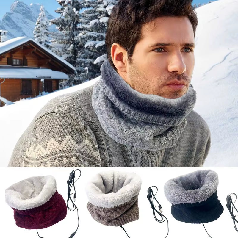 Winter Electric Heated Scarf Temperature Adjustable USB Heating Knit Scarf Winter Neck Warmer for Outdoor Camping Cycling Skiing