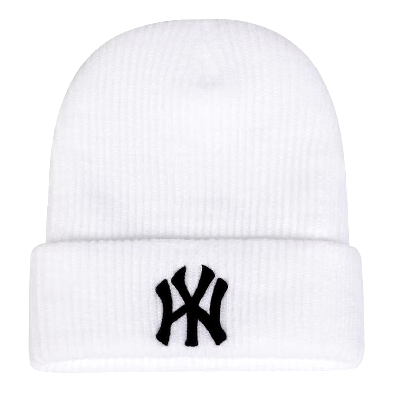 Unisex WY Letter Embroidery Beanies Autumn Winter Warm Hat Hip Caps for Women Men