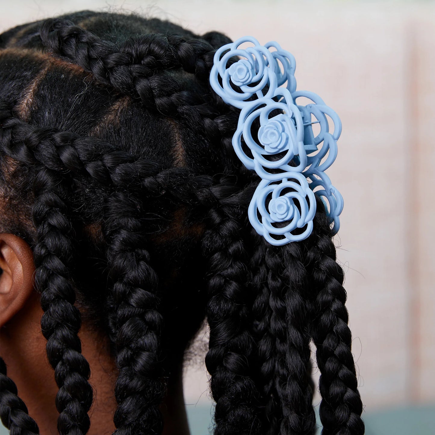 Large Rose Claw Hair Clip for Women & Girls | for All Hair Types Banana Barrette | French Butterfly Hair Clip | Light Blue, 1PC