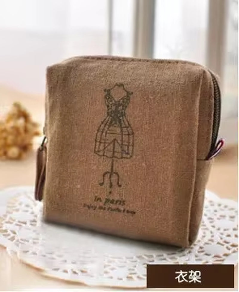 Vintage Paris Coin Purse Korean Zakka Small Bag Nostalgic Memory Canvas Coin Bag Urban Simplicity