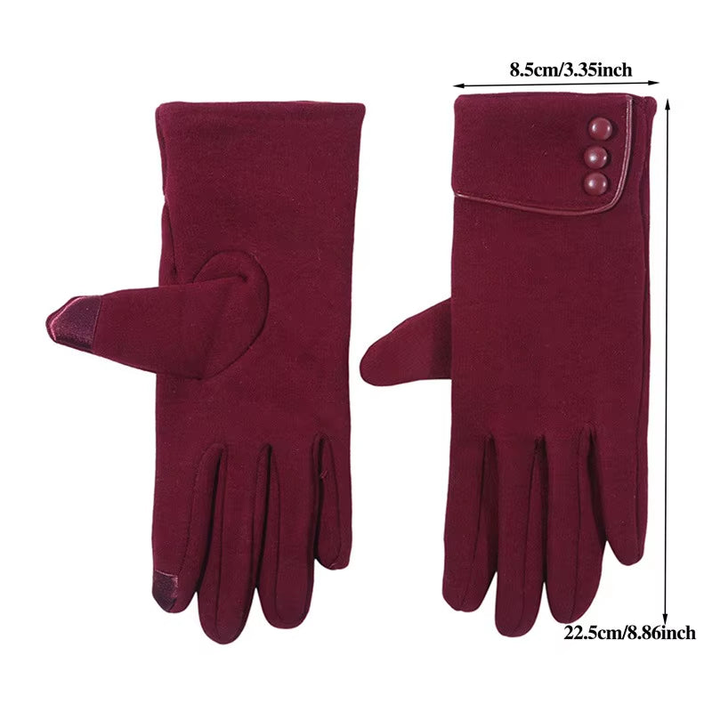 New Female Autumn Winter Warm Gloves Fleece Lined Thermal Full Finger Warm Gloves Women Cotton Touch Screen Gloves