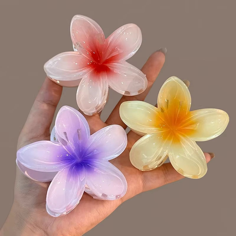 4PCS Fashion Women Flower Hair Clips Vacation Bohemia Egg Flower Hair Clips Barrettes Girls Large Hairpins Hair Accessories.