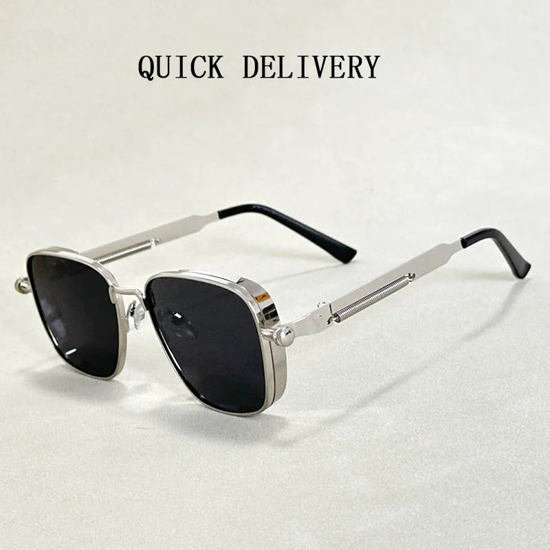 Steampunk Sunglasses for Men Vintage Square Sunglasses Women 2024 Punk Fashion Glasses Dropshipping Gafas De Sol Hombre Okulary