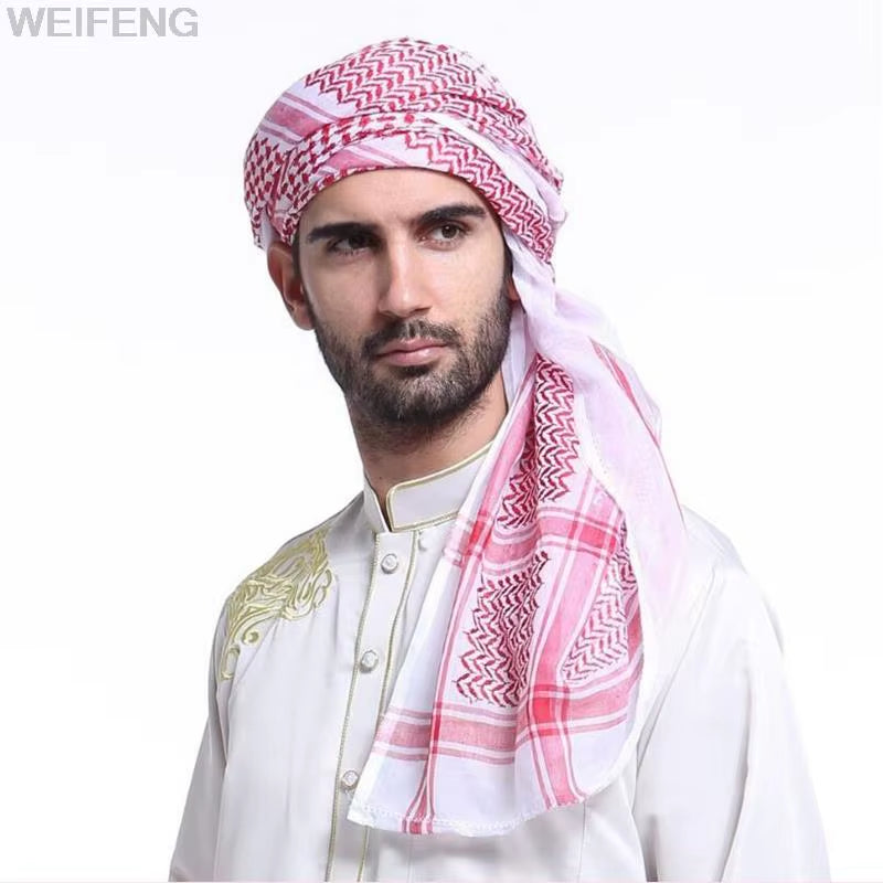 Muslim Shemagh Scarf Traditional Islamic Accessories Headscarf Islamic Neck Wrap Headscarf Windproof Arab Keffiyeh Shemagh Scarf