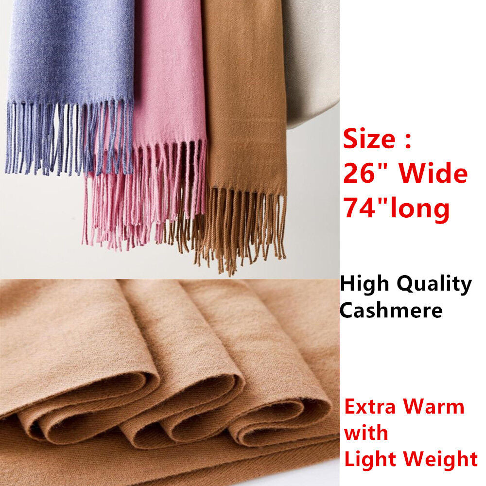 Womens Mens 100% Cashmere Scotland Solid Oversized Blanket Wool Scarf Shawl Wrap