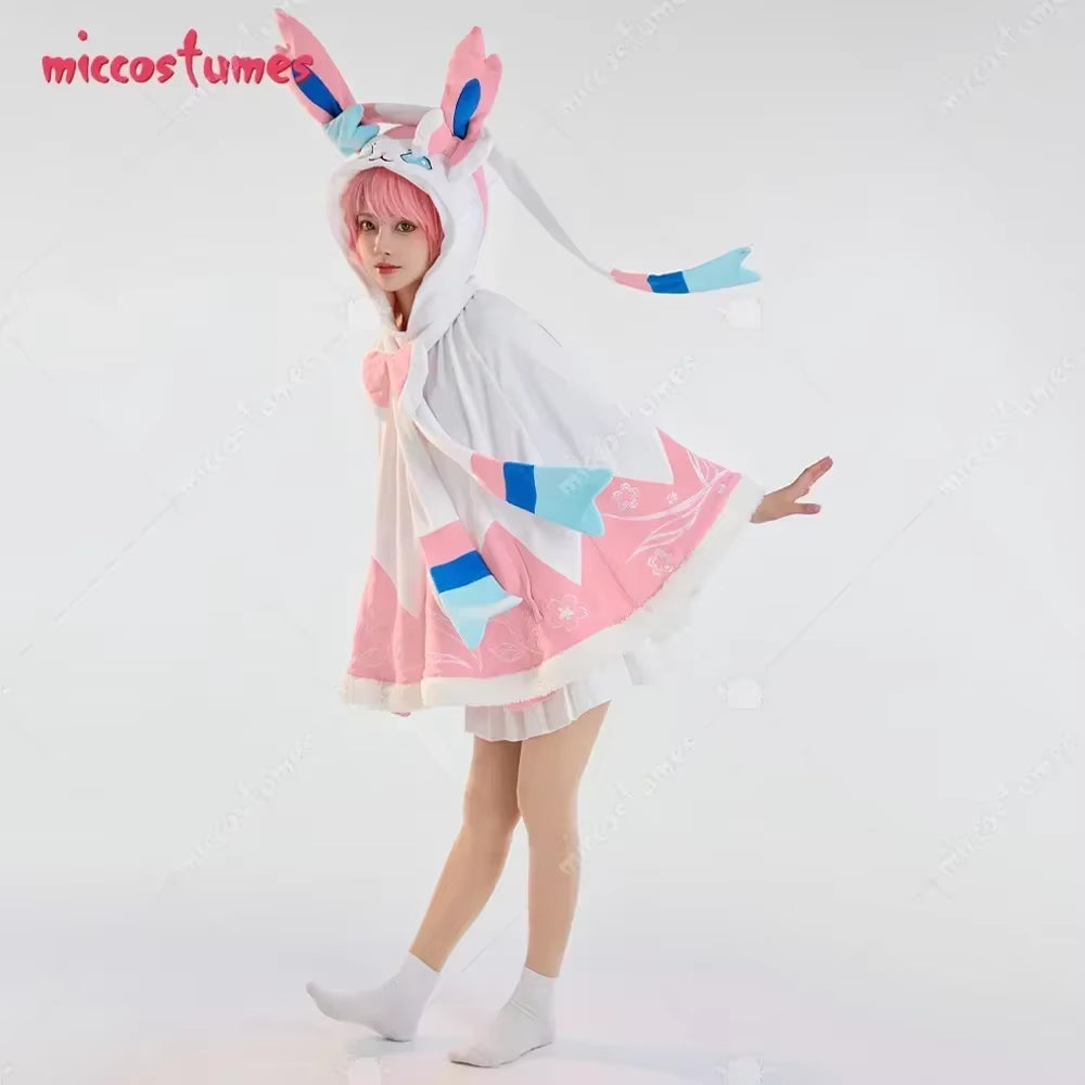 Women S Kawaii Halloween Cape Short Cloak and Scarf Set with Tail for Women Halloween Cosplay Costume