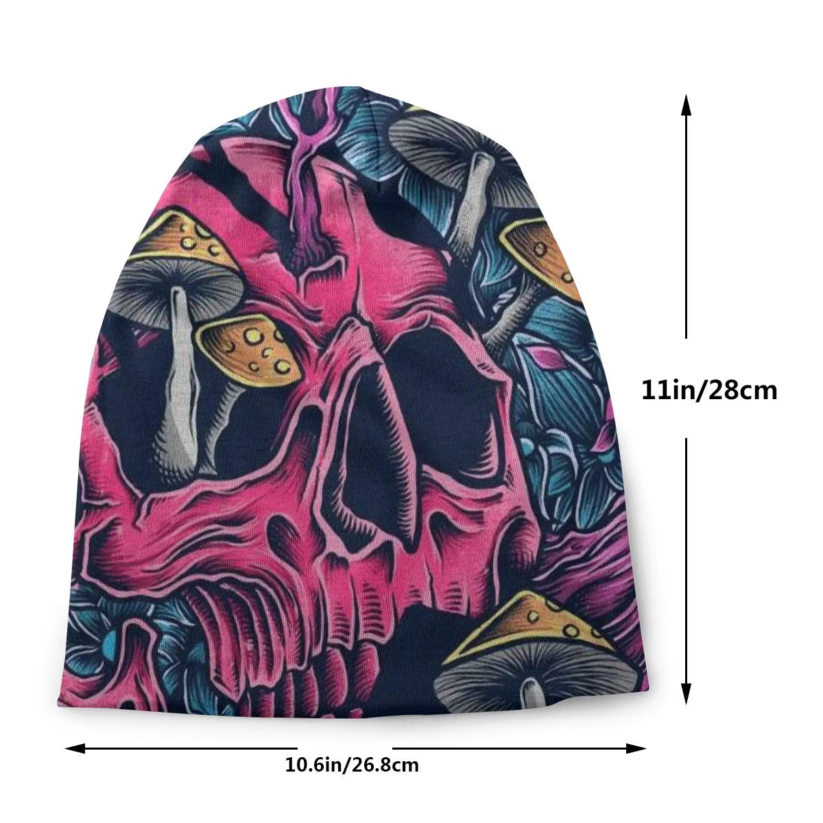 ACID TRIP Skull Mushroom Art Print Unisex Bonnet Winter Running Double Layer Thin Hats for Men Women