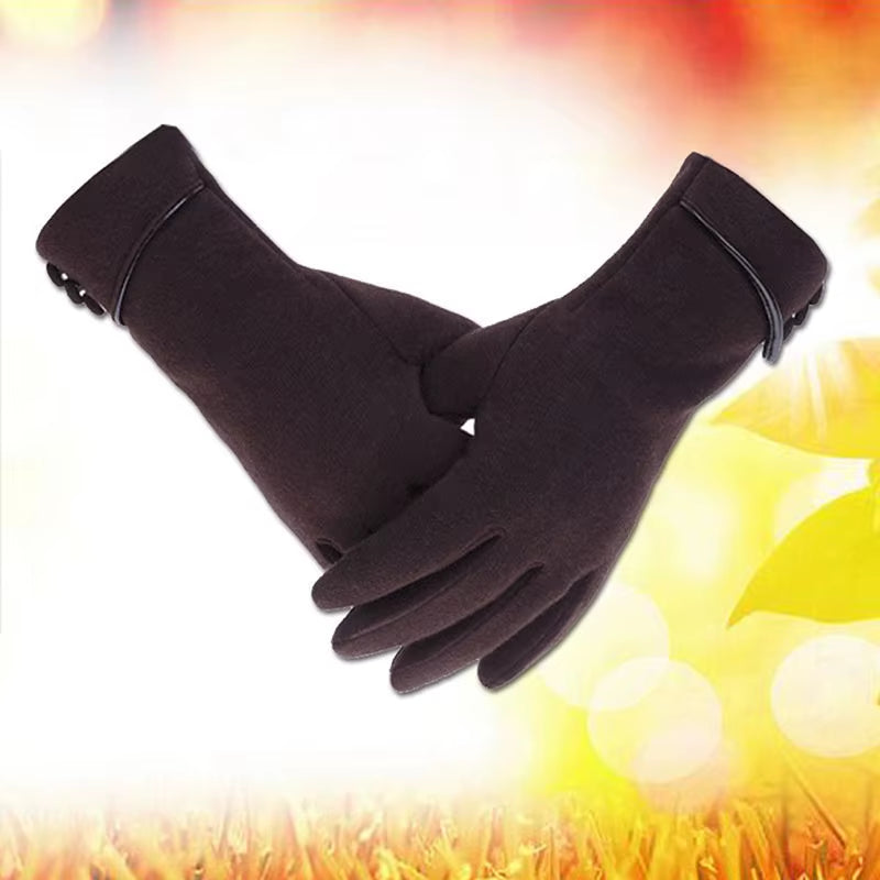 New Female Autumn Winter Warm Gloves Fleece Lined Thermal Full Finger Warm Gloves Women Cotton Touch Screen Gloves