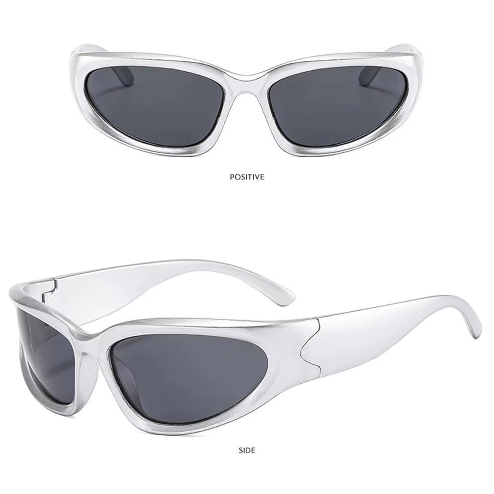 Y2K Wrap around Sunglasses Futuristic Oval Sports Sun Glasses 2024 Trendy Fashion Shades Vintage Punk Goggle Eyewear Outdoors