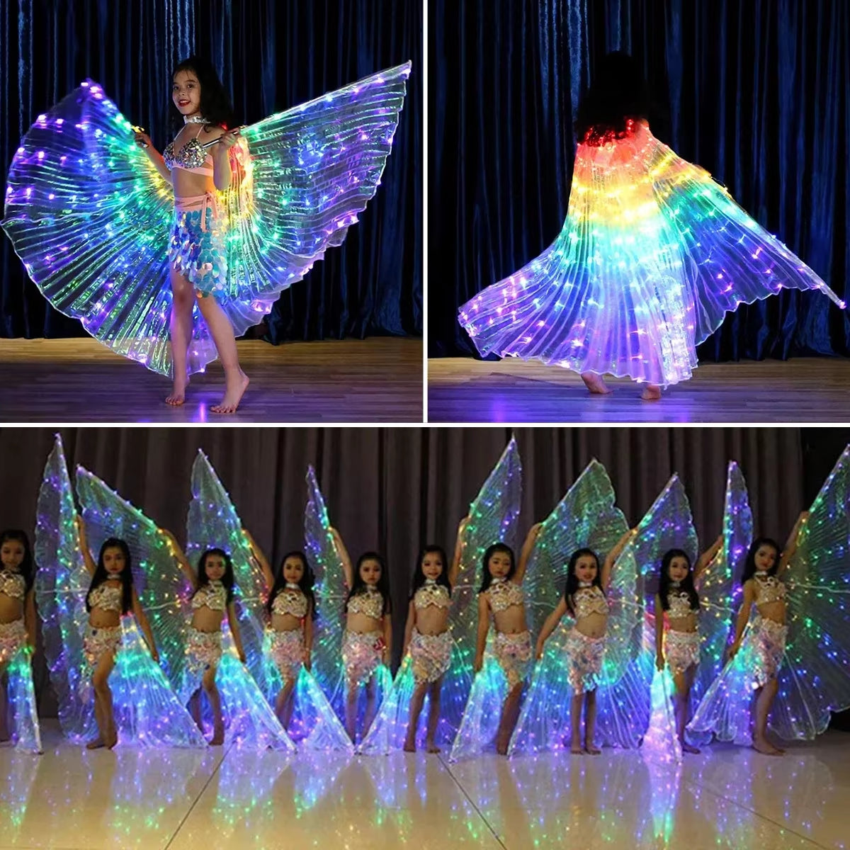 Belly Dance Isis Wings Led Isis Wings Belly Dance Accessory Wings Costume Butterfly Wings for Adult Kids Carnival Stage Party