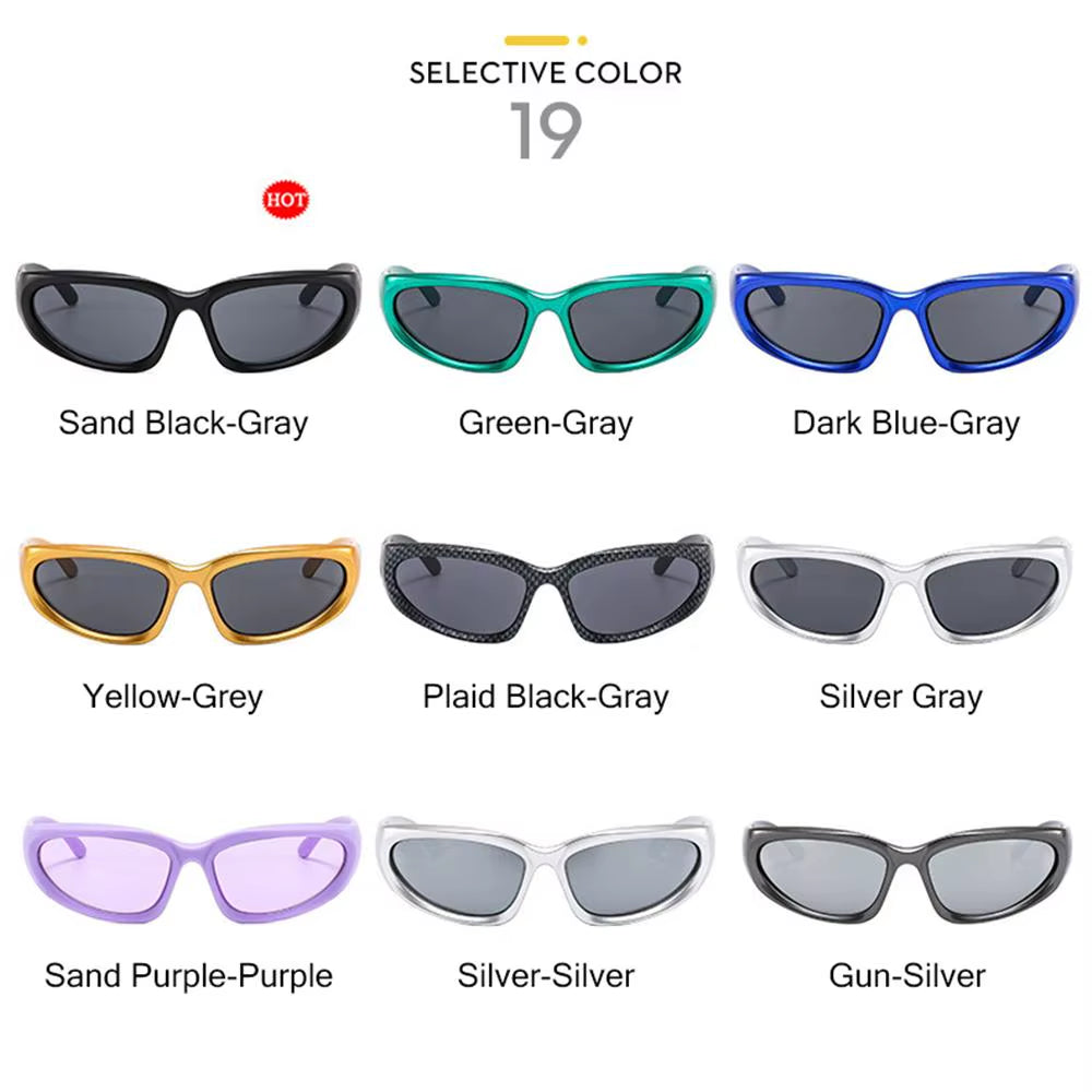 Y2K Wrap around Sunglasses Futuristic Oval Sports Sun Glasses 2024 Trendy Fashion Shades Vintage Punk Goggle Eyewear Outdoors