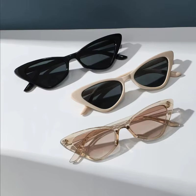 3 Pairs per Set Small Cat Eye Sunglasses Women Cute Skinny Cat Eye Eyewear Retro Vintage Narrow Cateye Sunglasses Set