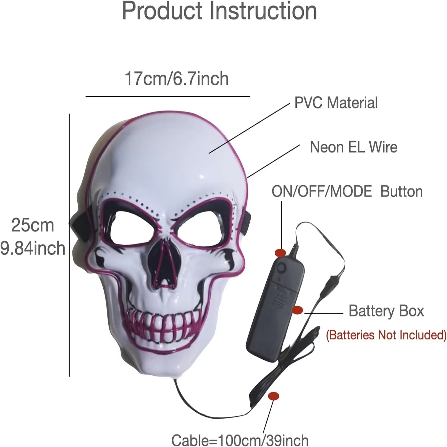 Halloween Festival Parties Costume Supplies Favor LED Light up Scary Mask Spooky Skull Mask Cosplay Skeleton Mask