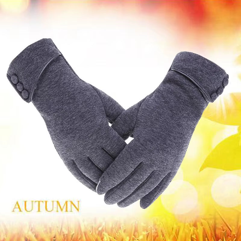 New Female Autumn Winter Warm Gloves Fleece Lined Thermal Full Finger Warm Gloves Women Cotton Touch Screen Gloves