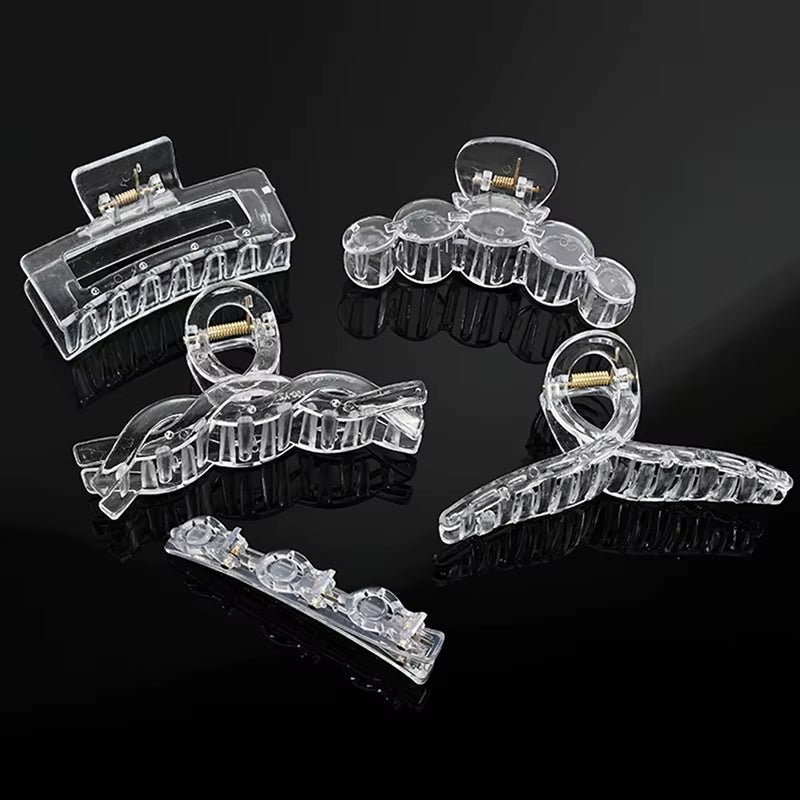 Acrylic Clear Claw Transparent Plastic Hair Clips Blank Hairpin Base for DIY Jewelry Making Fashion Girls Hair Accessories