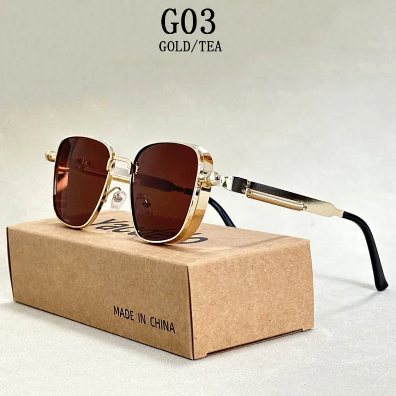 Steampunk Sunglasses for Men Vintage Square Sunglasses Women 2024 Punk Fashion Glasses Dropshipping Gafas De Sol Hombre Okulary