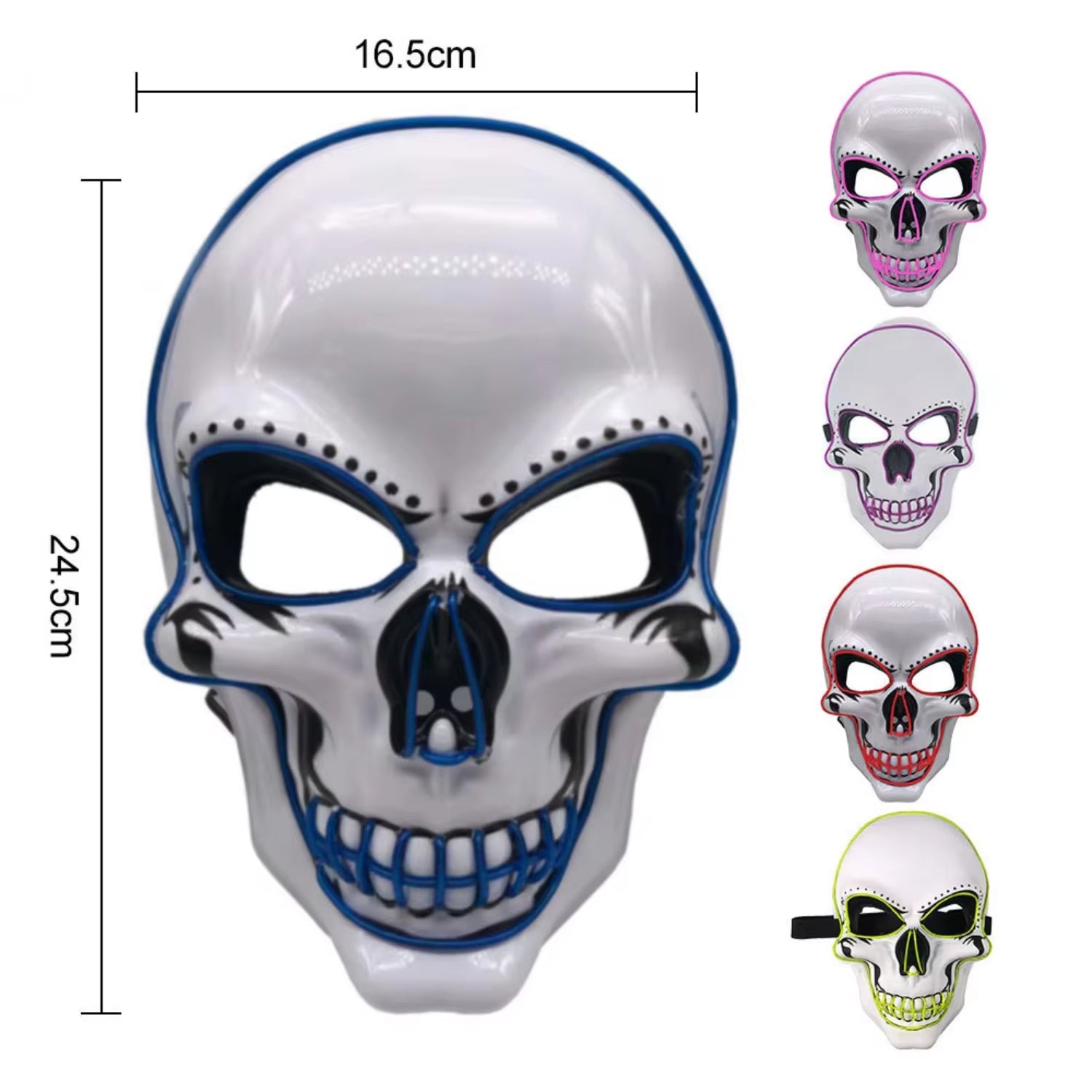 Halloween Festival Parties Costume Supplies Favor LED Light up Scary Mask Spooky Skull Mask Cosplay Skeleton Mask