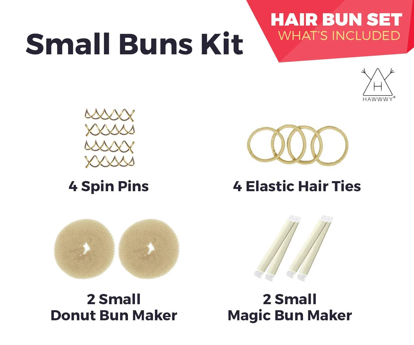 12-Piece Hair Bun Maker Kit & Carry Case, Easy & Fast Small Bun Best Sellers Kit