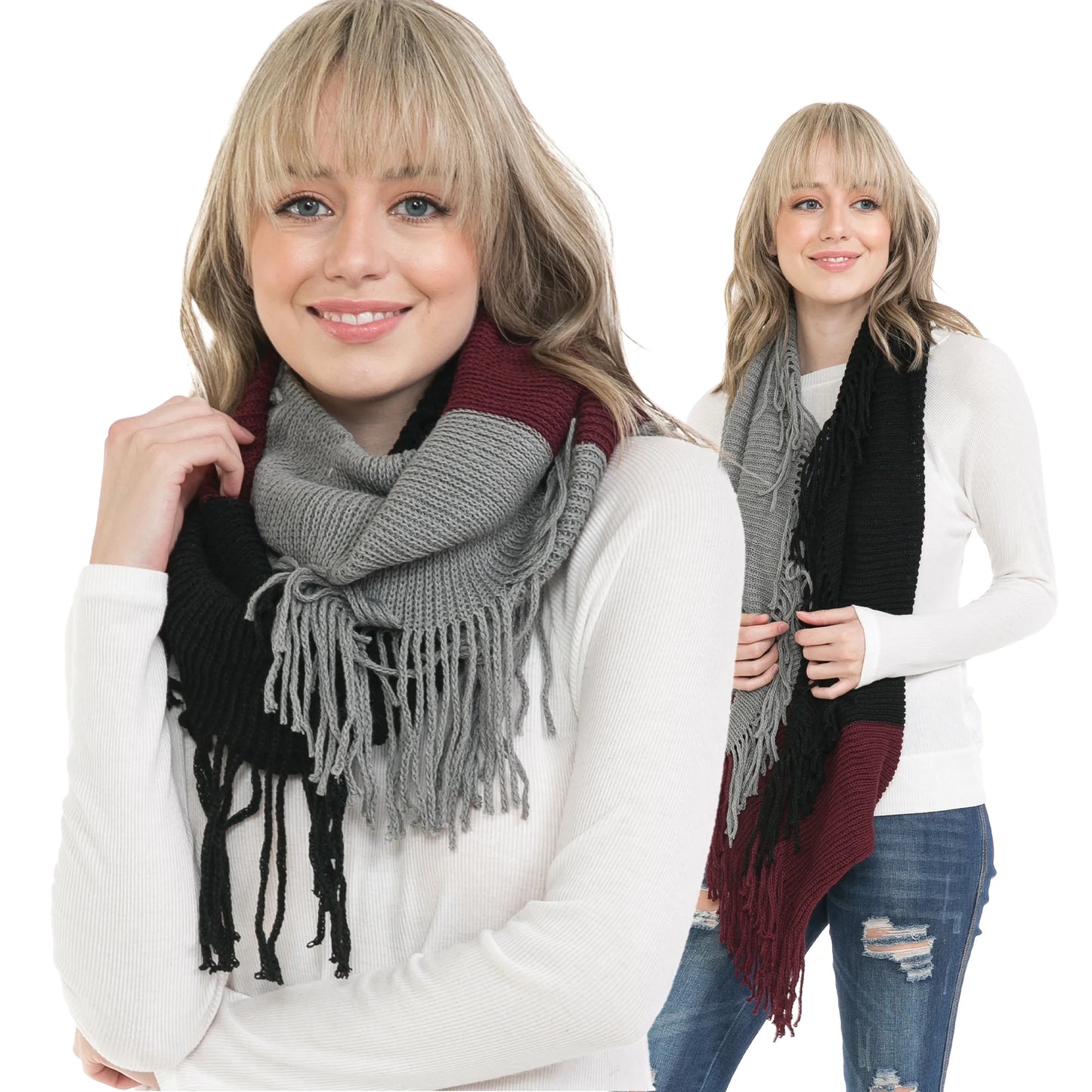 Warm Knit Winter Scarfs for Women Multi Color 1 Infinity Scarf Circle Loop Scarves