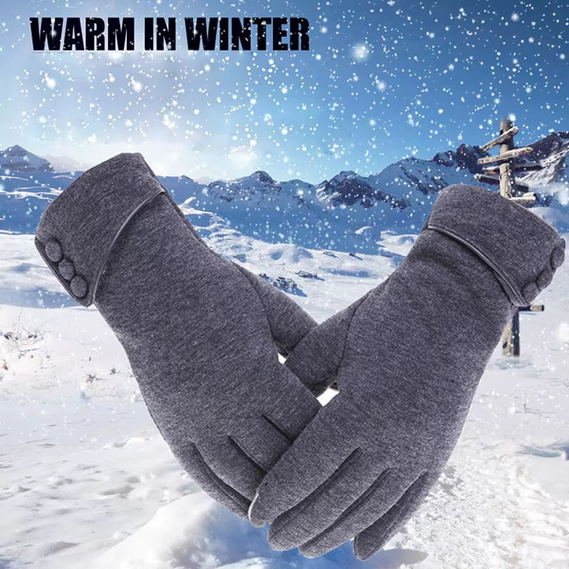 New Female Autumn Winter Warm Gloves Fleece Lined Thermal Full Finger Warm Gloves Women Cotton Touch Screen Gloves