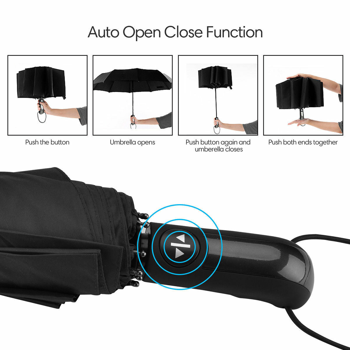 Automatic Umbrella Anti-Uv Sun/Rain Windproof 3 Folding Compact Umbrella