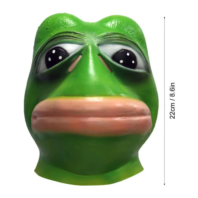 Cartoon Sad Frog Mask Cosplay Realistic Halloween Bar Funny Masquerade Animal Headgear Zoo Props Full Head Mask Cosplay Props