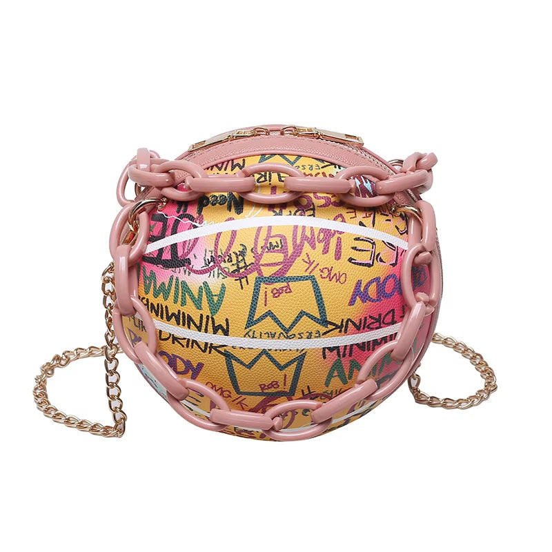 Brand Graffiti Basketball Bags for Women Newshoulder Bag Fashion Chain Purses and Handbags Designer Crossbody Bag Luxury Satchel