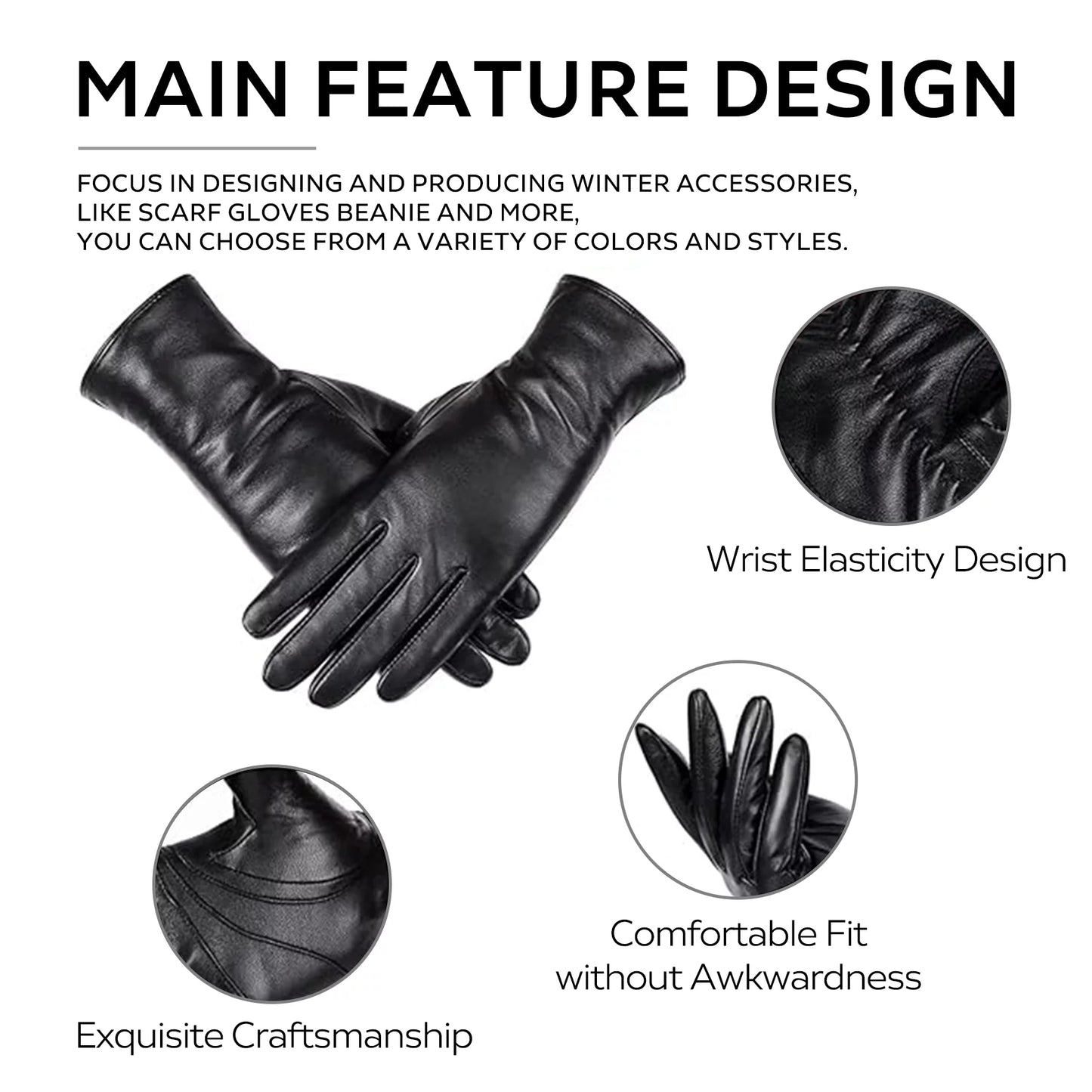 Women'S Winter Sheepskin Leather Gloves with Thermal Cashmere Lining - Stylish Touchscreen Driving Gloves