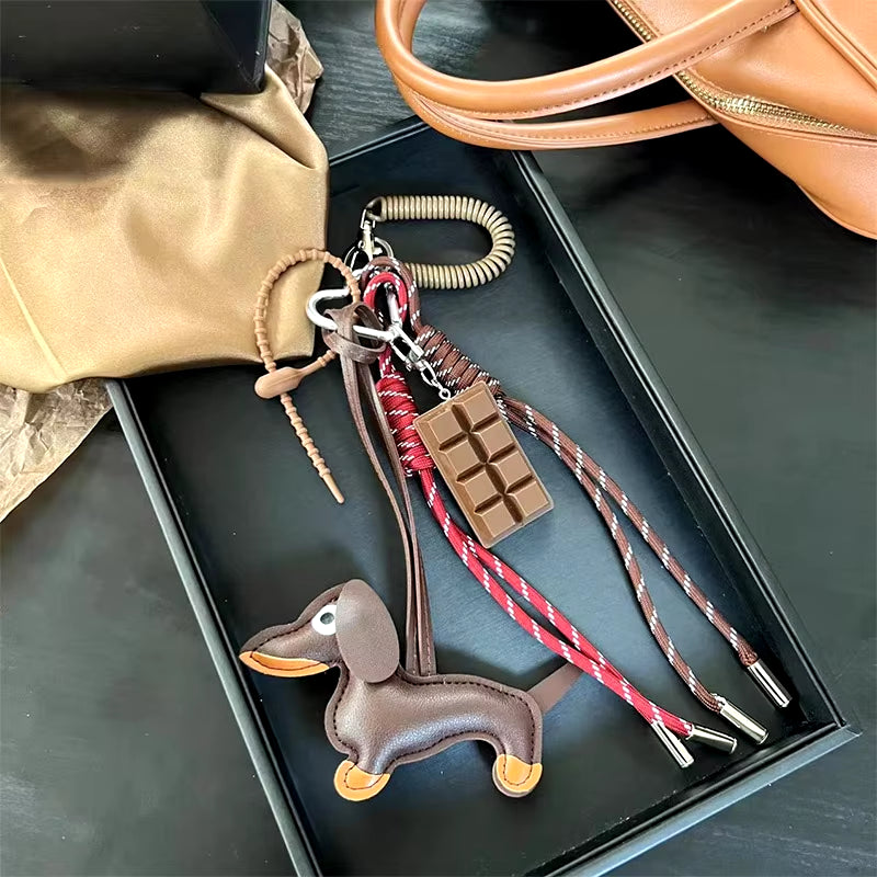 Braided Rope Bag Pendant High-Grade Keychain Pendant Ruth'S Same Style Dachshund Pendant Suitable for Phone Bag Accessories