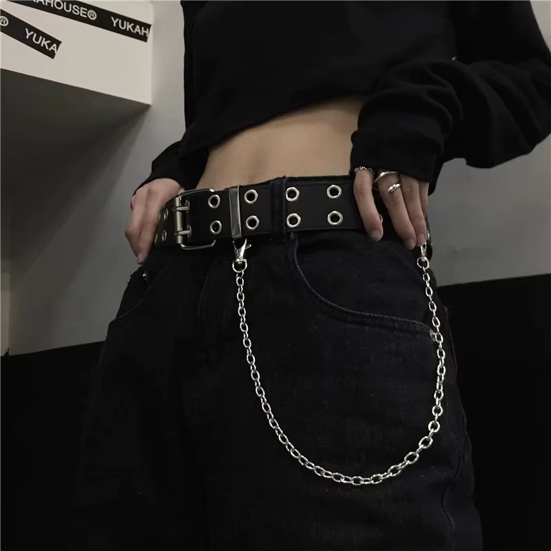 Fashion Alloy Women Belts Chain Luxury for Genuine Leather New Style Pin Buckle Jeans Decorative Ladies Retro Decorative Punk