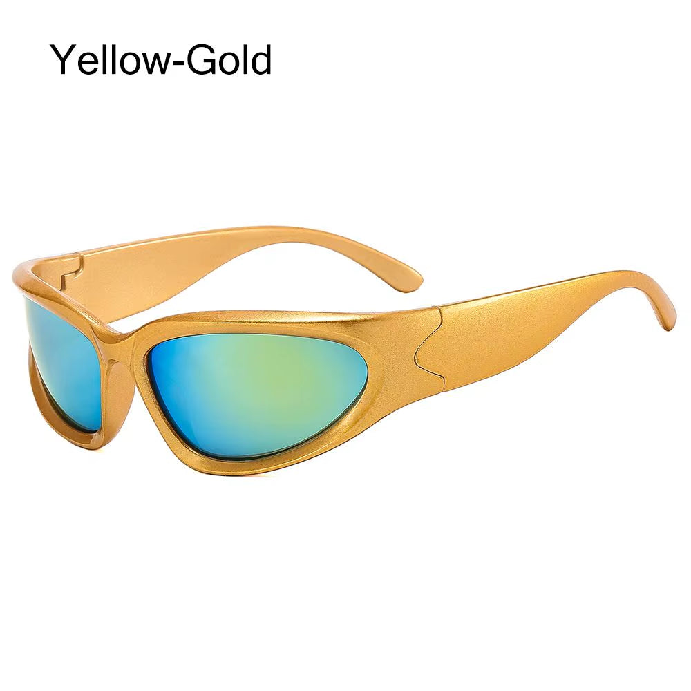 Y2K Wrap around Sunglasses Futuristic Oval Sports Sun Glasses 2024 Trendy Fashion Shades Vintage Punk Goggle Eyewear Outdoors